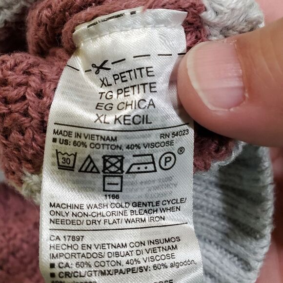 Old navy sweater womens size xlp  pink gray crerwneck sweater - Picture 7 of 8